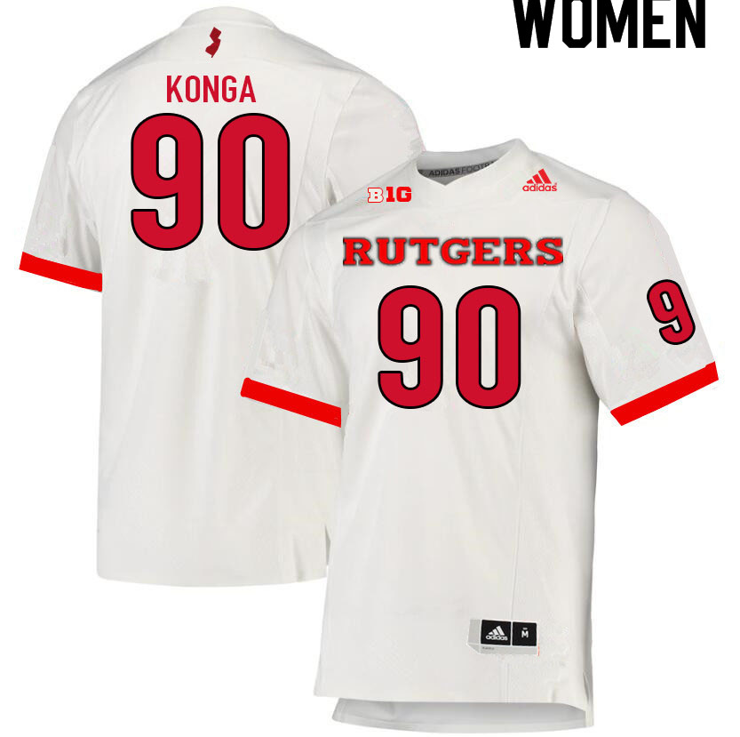 Women #90 Rene Konga Rutgers Scarlet Knights College Football Jerseys Sale-White
